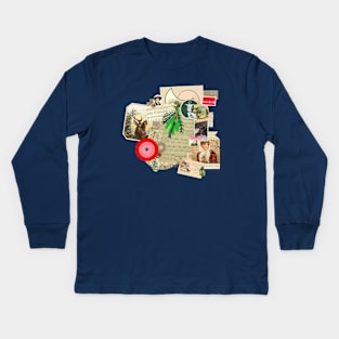 Victorian Christmas Collage Kids Long Sleeve T-Shirt